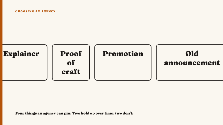 What an agency pins says as much as anything it posts that week
