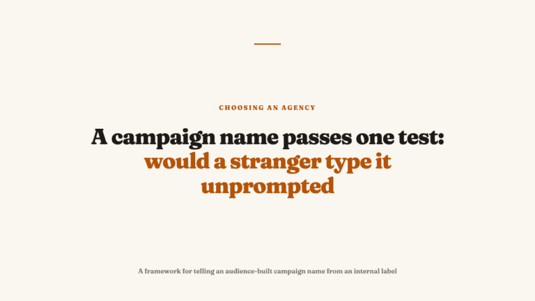 A campaign's name is a craft decision, not paperwork