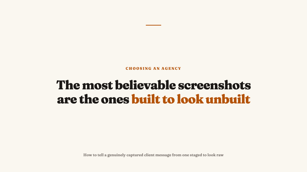 Judging the Craft of a Screenshotted Testimonial or DM