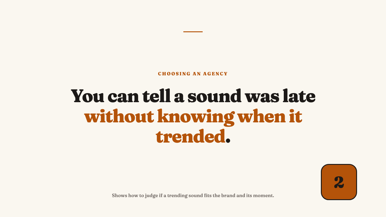A trending sound pick is a timing call, not a search problem